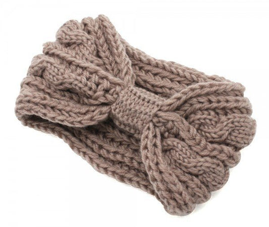 Knitted bow headband - Taupe - Medase