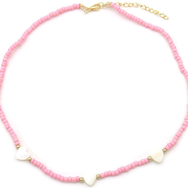 Kralen Ketting Kinderen Hartjes - Roze met Witte Hartjes - Medase