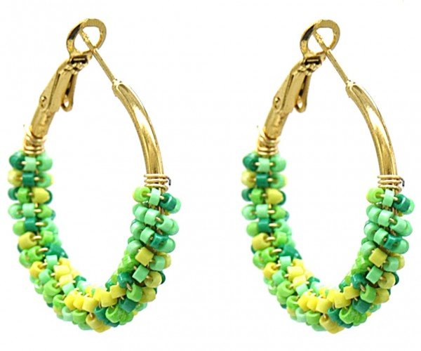 Kralen Oorbellen - Gouden Creolen met Kraaltjes - Div kleuren - Medase