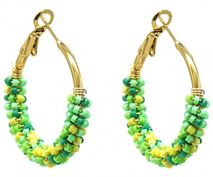 Kralen Oorbellen - Gouden Creolen met Kraaltjes - Div kleuren - Medase