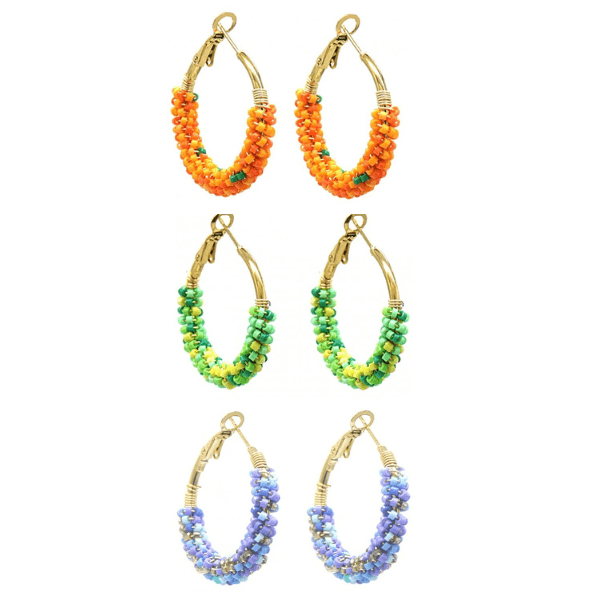 Kralen Oorbellen - Gouden Creolen met Kraaltjes - Div kleuren - Medase