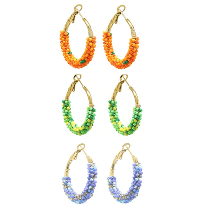 Kralen Oorbellen - Gouden Creolen met Kraaltjes - Div kleuren - Medase