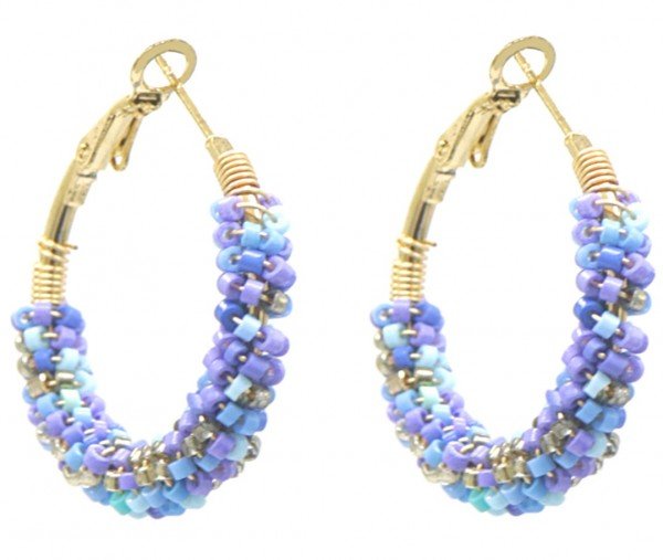 Kralen Oorbellen - Gouden Creolen met Kraaltjes - Div kleuren - Medase