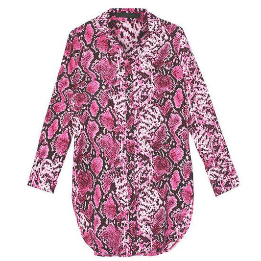 Lange blouse snake print fuchia - Maat 1 - Medase
