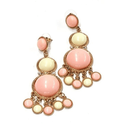 Lange oorbellen roze/wit - Medase