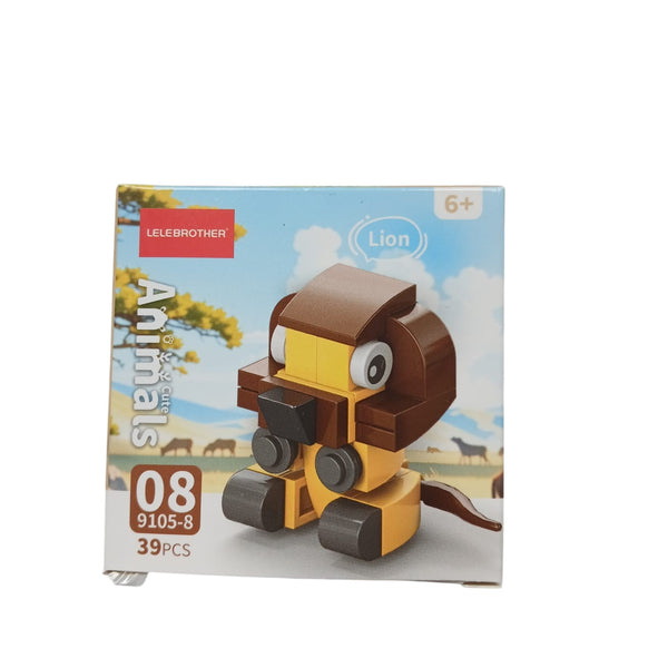 Leeuw bouwblokken set 39 stuks 6+ stoer bruin geel manen decoratie creatief
