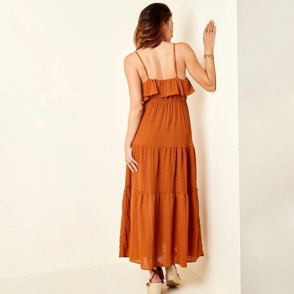 Lila Maxi Jurk – Boho Zomerjurk met Spaghettibandjes - Maat L - Medase
