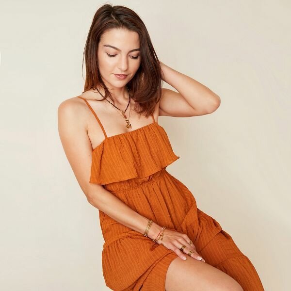 Lila Maxi Jurk – Boho Zomerjurk met Spaghettibandjes - Maat L - Medase