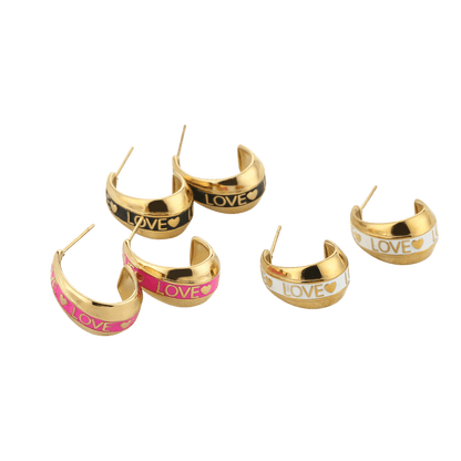 LOVE Oorbellen Goudkleurig - Stainless Steel Creolen 2cm - Medase