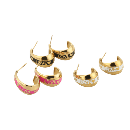 LOVE Oorbellen Goudkleurig - Stainless Steel Creolen 2cm - Medase