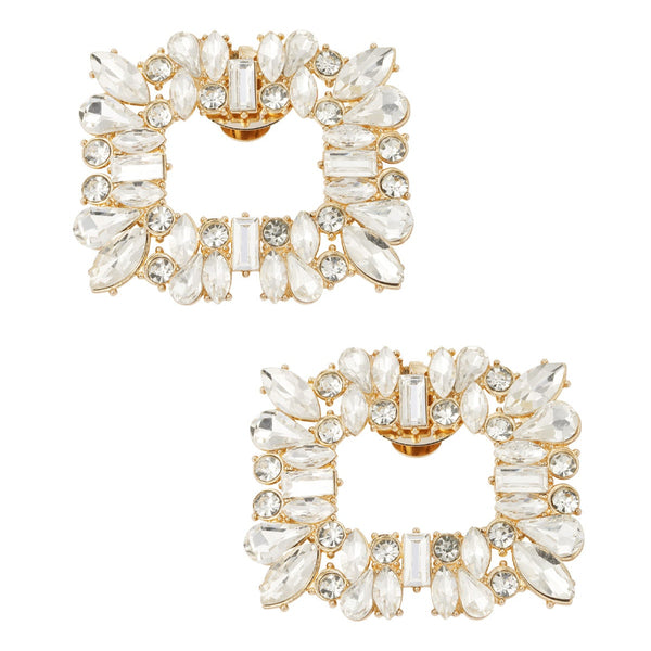 Luxe Schoenclips met Strass – Rechthoekig – Goud of Zilver – 5x6 cm - Medase