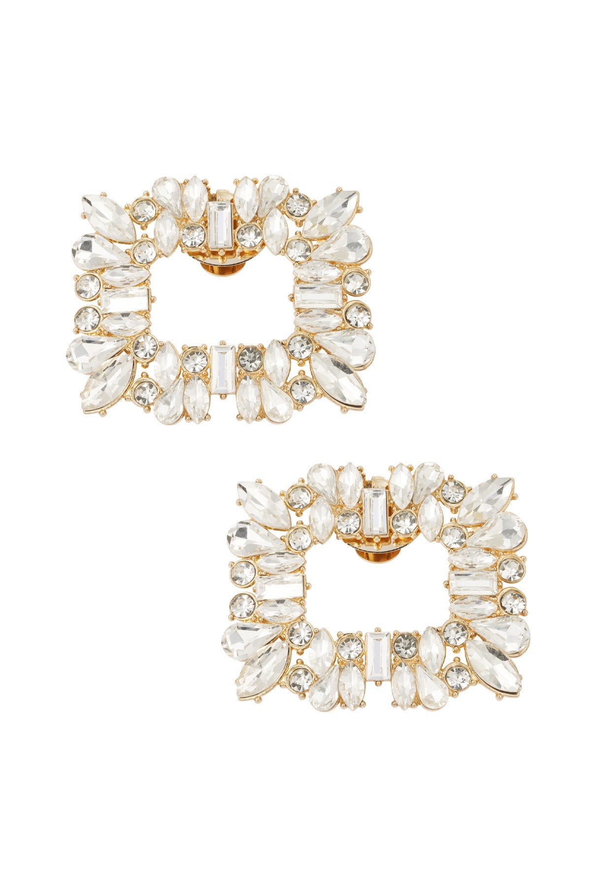Luxe Schoenclips met Strass – Rechthoekig – Goud of Zilver – 5x6 cm - Medase
