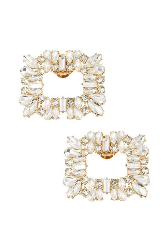 Luxe Schoenclips met Strass – Rechthoekig – Goud of Zilver – 5x6 cm - Medase