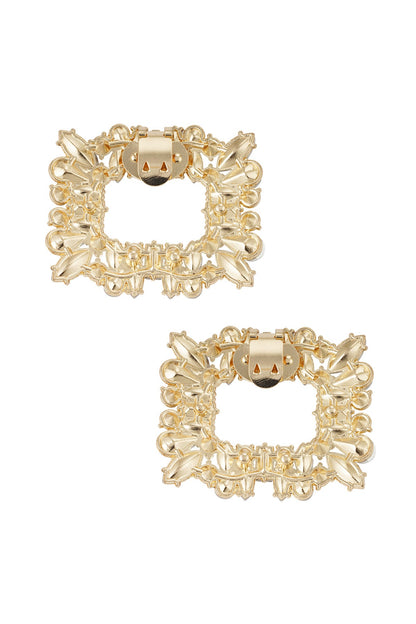 Luxe Schoenclips met Strass – Rechthoekig – Goud of Zilver – 5x6 cm - Medase