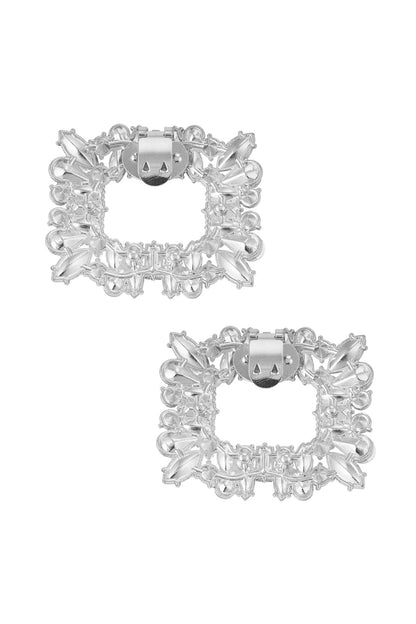Luxe Schoenclips met Strass – Rechthoekig – Goud of Zilver – 5x6 cm - Medase