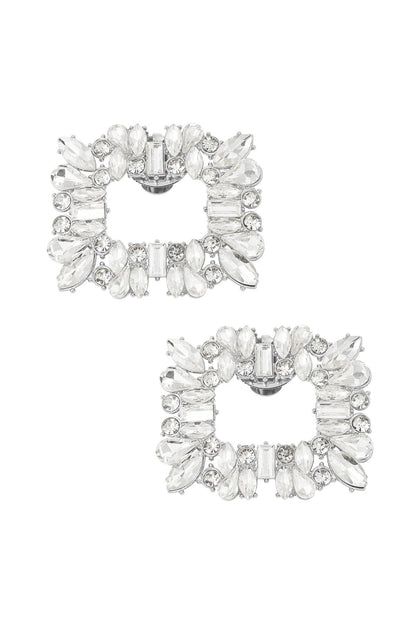 Luxe Schoenclips met Strass – Rechthoekig – Goud of Zilver – 5x6 cm - Medase