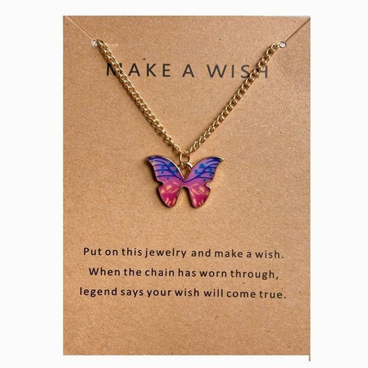 Make a wish ketting vlinder - Goud/roze - Medase
