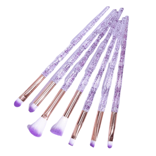 Make up kwasten set 7/st - unicorn paarse glitter - Medase