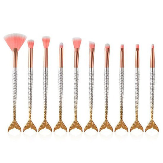 Make - up kwasten set mermaid - Zilver/goud/roze - Medase