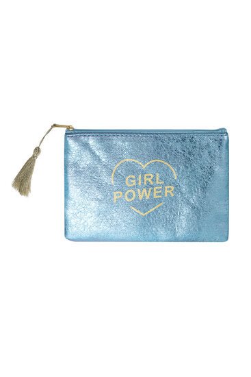 Make - up/Toilet tas metallic Girlpower - Blauw - Medase