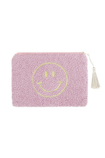 Make - up/Toilet tas teddy smiley - paars/goud - Medase