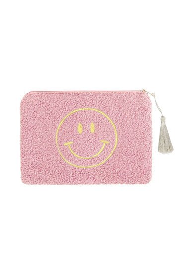 Make - up/Toilet tas teddy smiley - Roze/goud - Medase