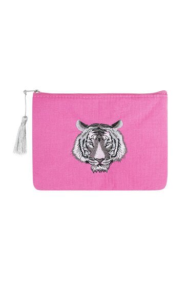 Make - up/Toilet tas tiger - Fuchia - Medase