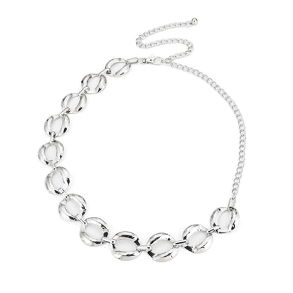 Metalen riem 4,5cm breed zilverkleurig ovale schakels verstelbaar glanzend elegant