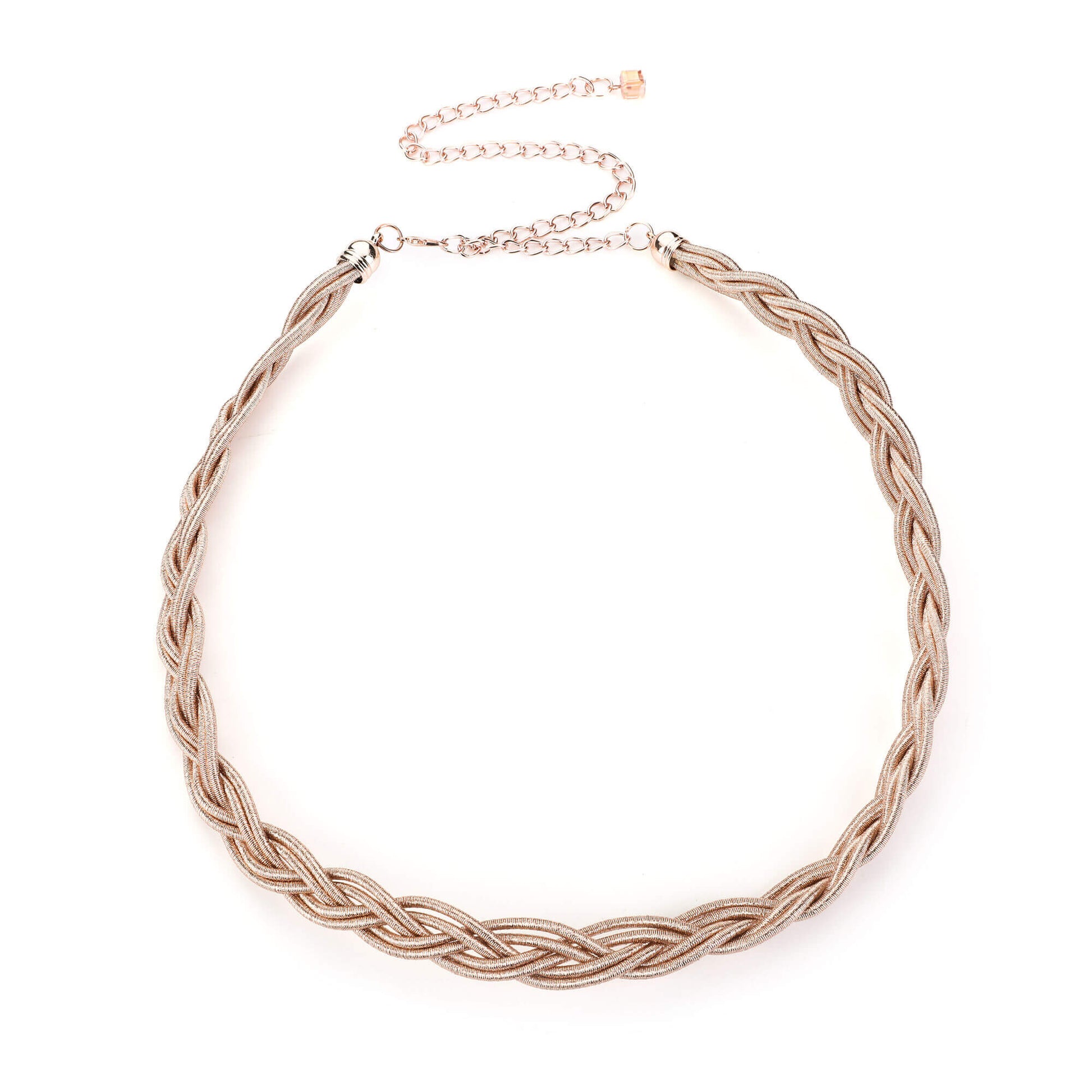 Gevlochten metallic heupriem rose gold