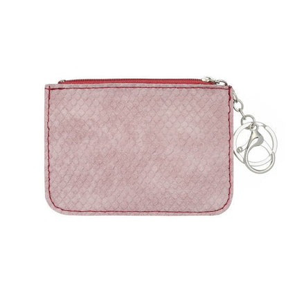Mini portemonnee snake skin met sleutelring - Roze rood - Medase