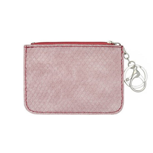 Mini portemonnee snake skin met sleutelring - Roze rood - Medase