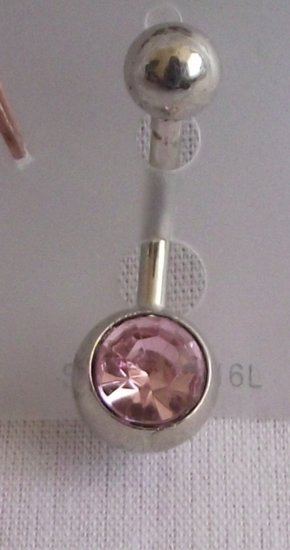 Navelpiercing met roze steentje - Medase