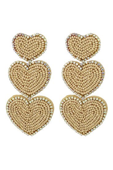 Oorbellen beaded heart - Beige - Medase