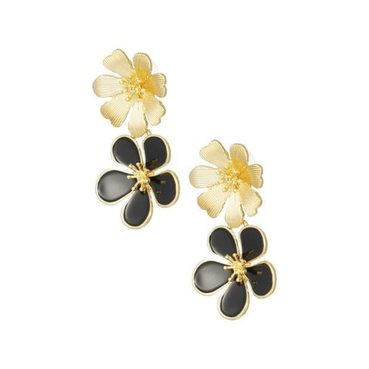 Oorbellen black flower - Medase