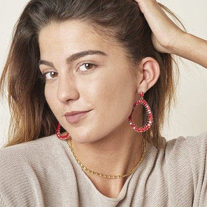 Oorbellen Bright red bling - Medase