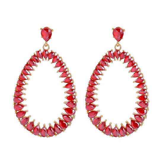 Oorbellen Bright red bling - Medase