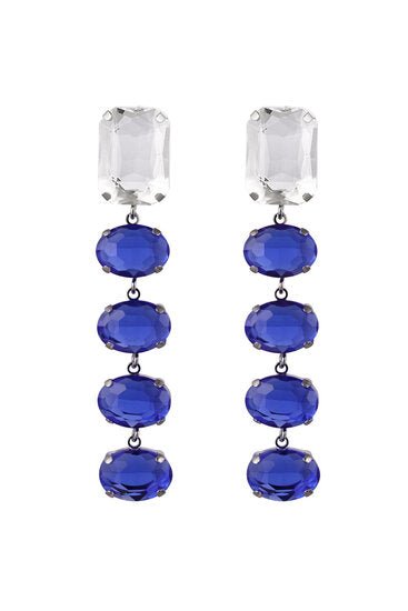 Oorbellen crystal clear - Blauw - Medase