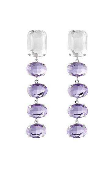 Oorbellen crystal clear - Paars - Medase