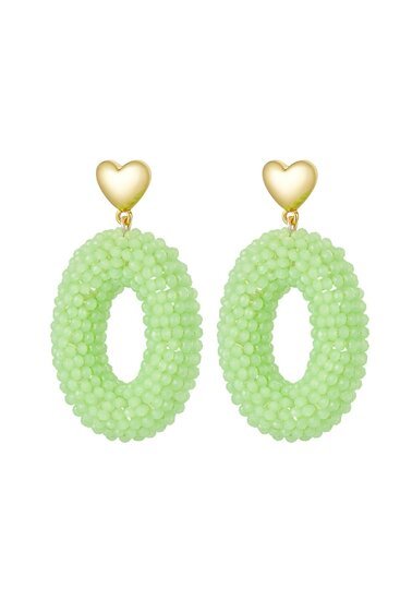 Oorbellen crystal heart - Groen - Medase
