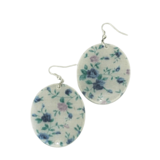 Oorbellen ovaal flower - Blauw - Medase