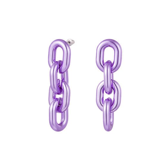 Oorbellen oval chain - Paars - Medase