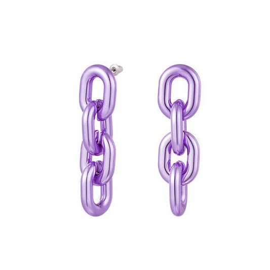 Oorbellen oval chain - Paars - Medase