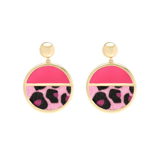 Oorbellen pink leopard - Medase