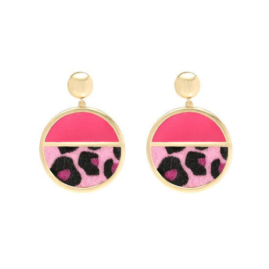 Oorbellen pink leopard - Medase