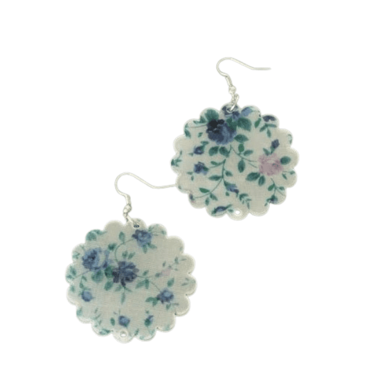 Oorbellen rond flowers - Blauw - Medase