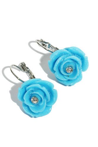 Oorbellen roosjes - Blauw - Medase