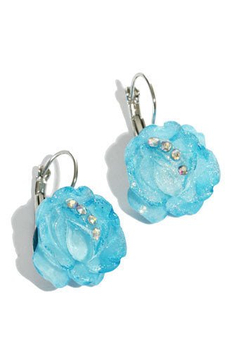 Oorbellen roosjes blauw - Medase