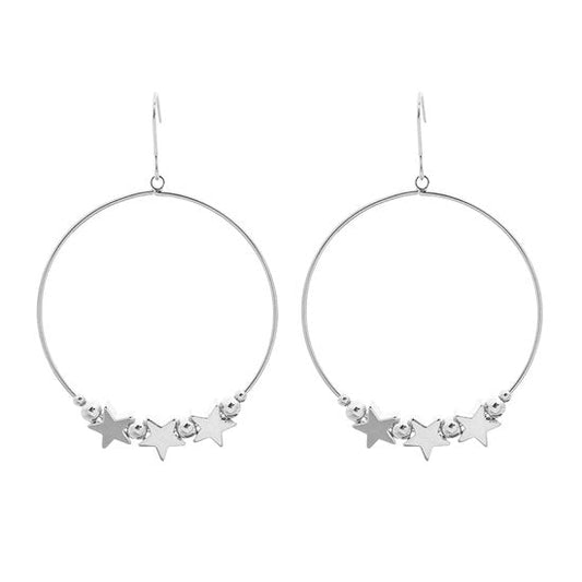 Oorbellen round stars - Zilver - Medase