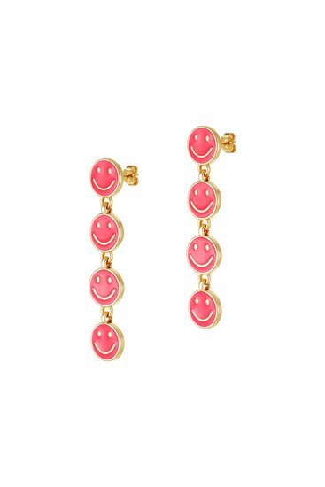 Oorbellen smiley - roze - Medase