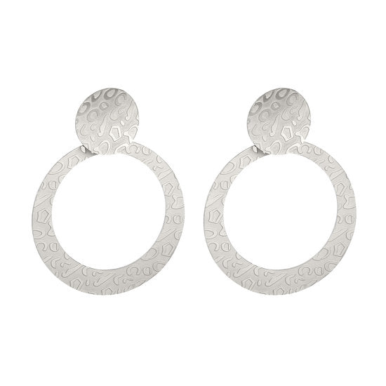 Oorbellen stainless steel animal print - Zilver - Medase